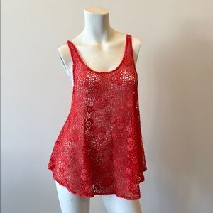 Red Lace Sleeveless Top